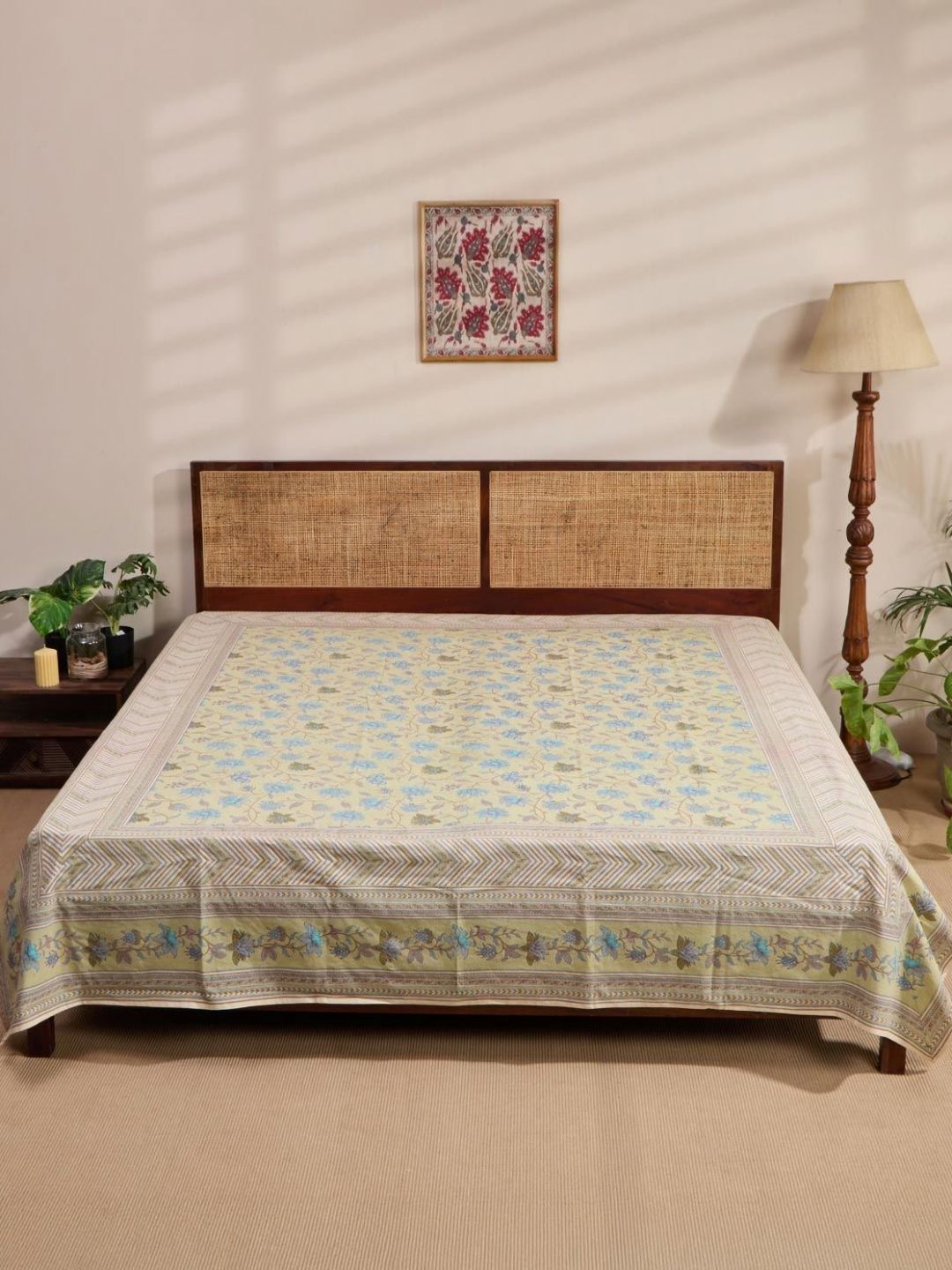 Fabindia Green & Blue Tarinika Printed King Size Bed Cover-image-31