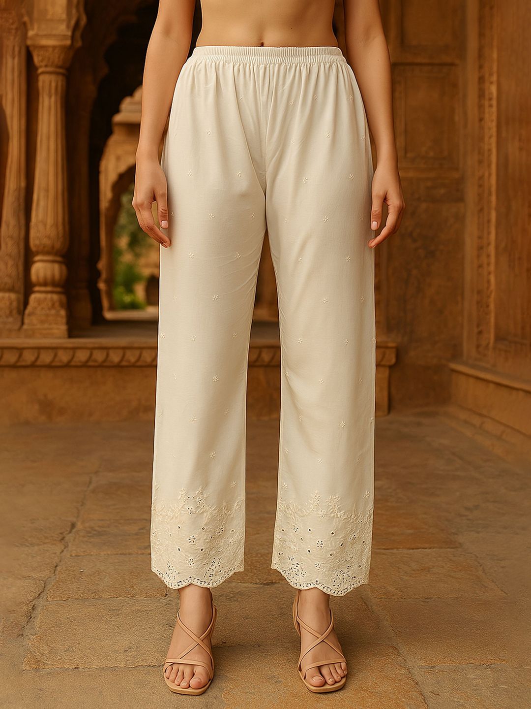 Miaz Lifestyle Women Embroidered Wide Leg Ethnic Palazzos-image-24