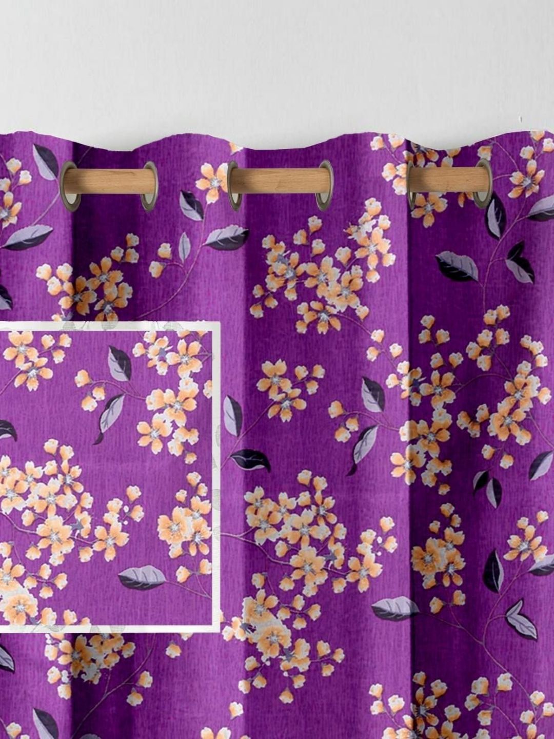 Aura Purple & Peach 2 Pieces Light Blocking Long Door Curtains-image-16
