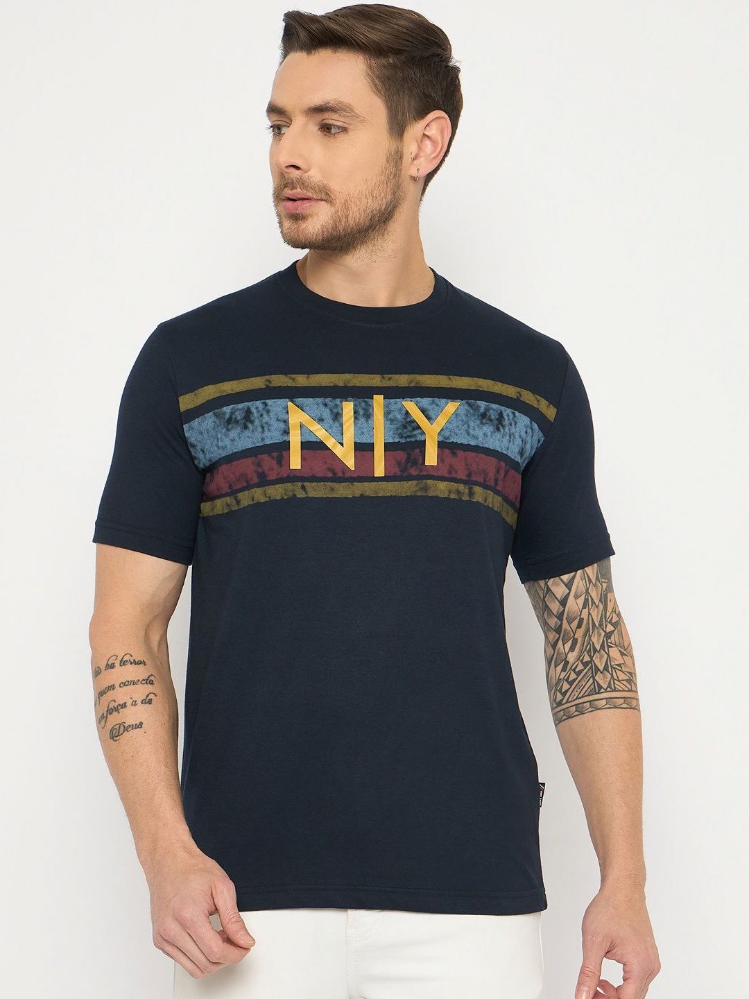 Duke Men Typography Printed Round Neck Cotton Slim Fit T-shirt-picture-14