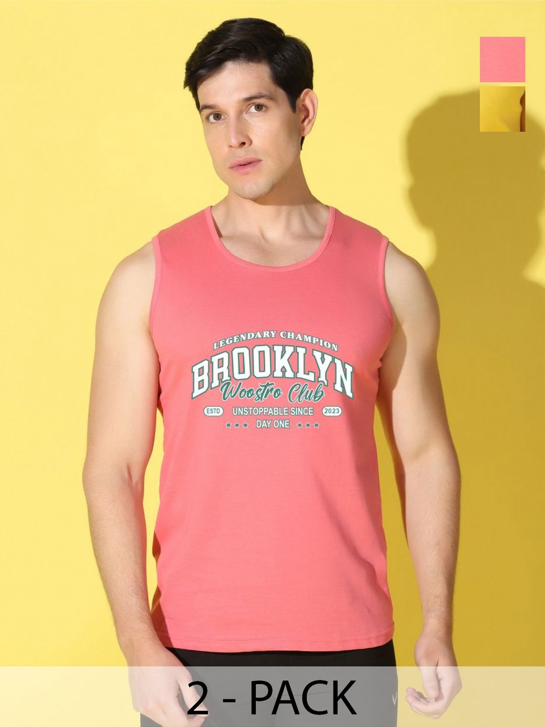 WOOSTRO Men Pack of 2 Typography Printed Round Neck Cotton Slim Fit T-shirts-picture-24