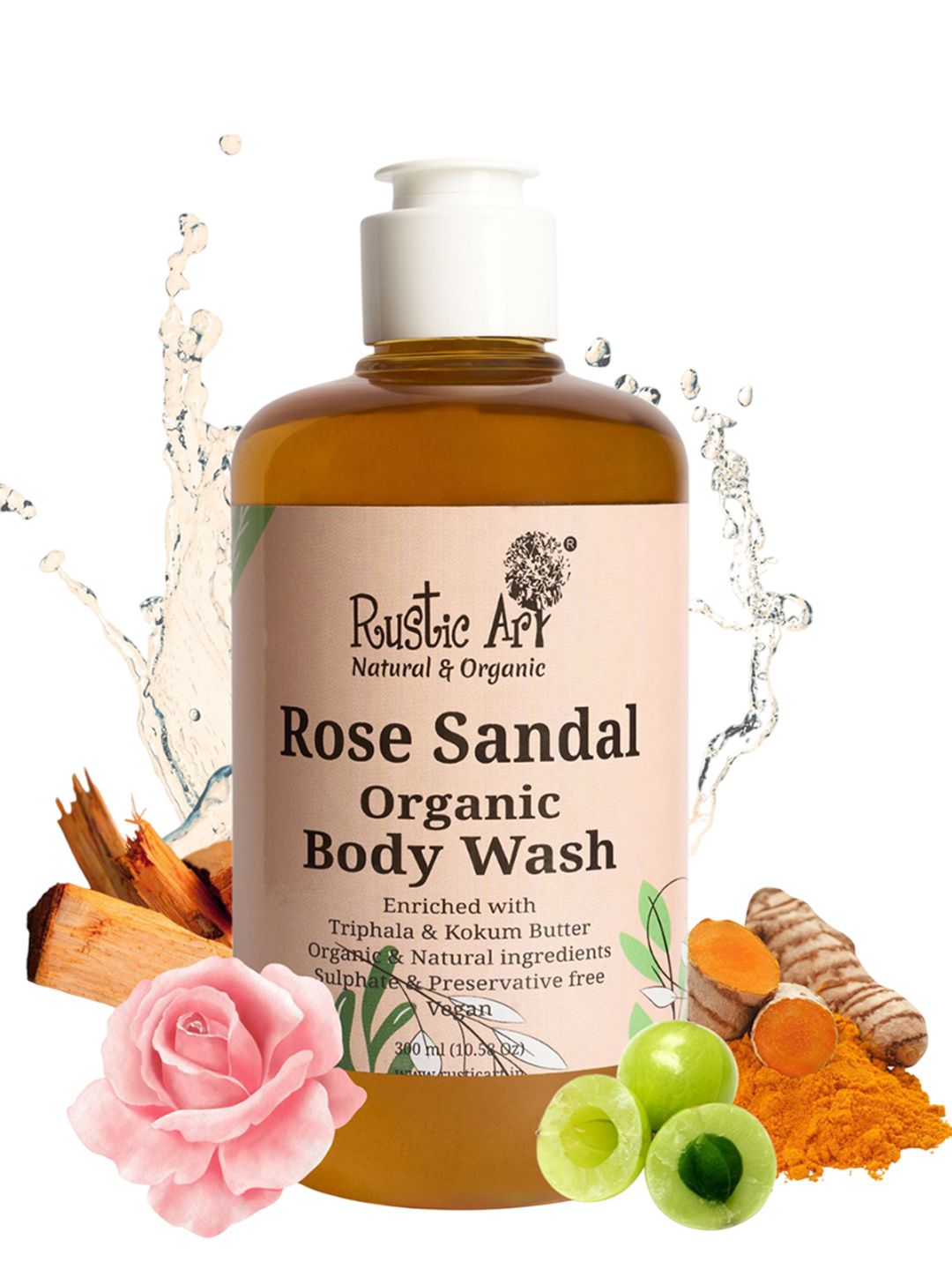 Rustic Art Rose Sandal Organic Body Wash - 300 ml-image-44