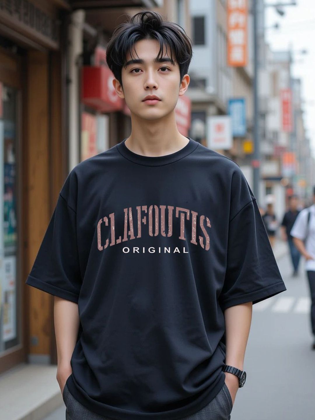 CLAFOUTIS Men Typography Printed Round Neck Cotton Oversized T-shirt-picture-12