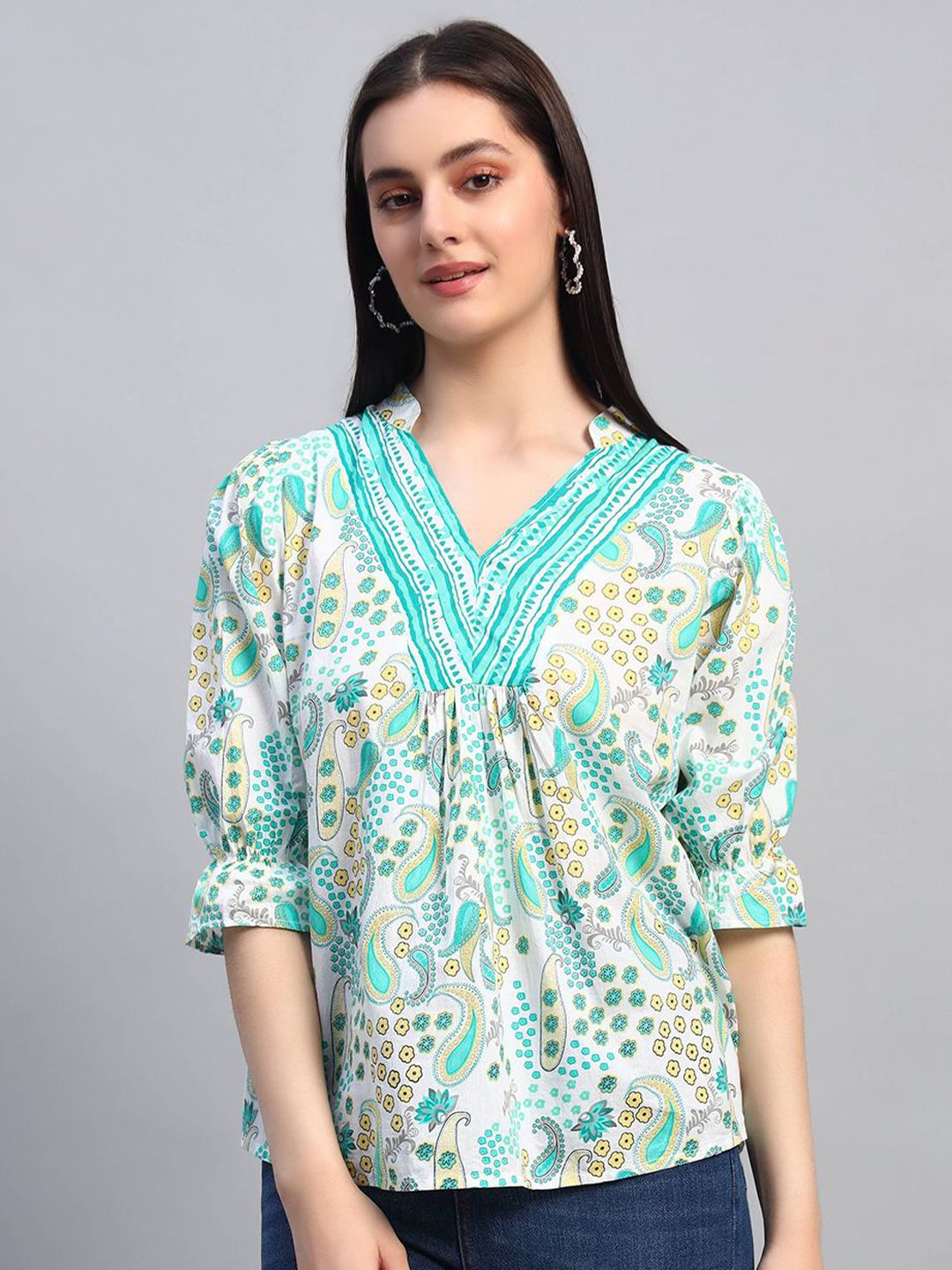 VELDRESS Floral Printed Cotton Top-picture-12