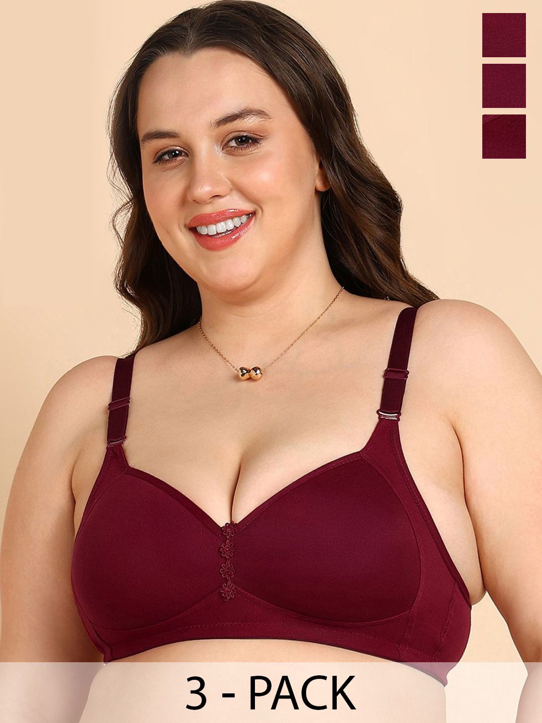 KOMLI Pack Of 3 Lightly Padded Everyday Minimiser Bra-picture-38