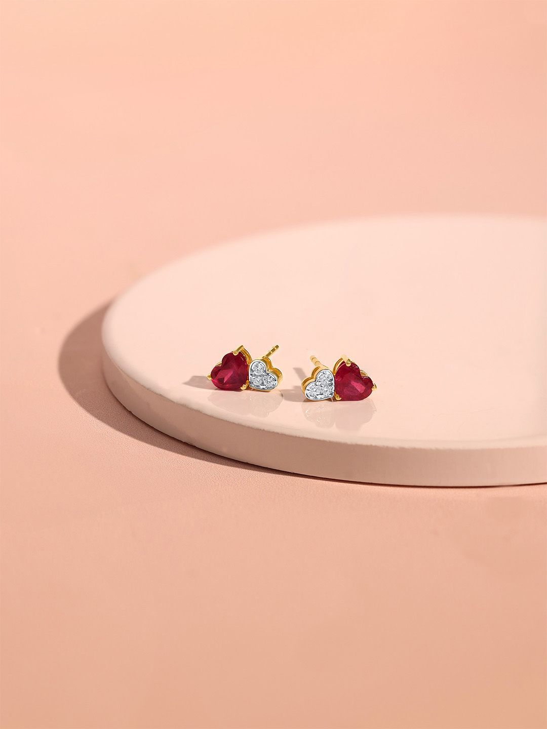 Mia by Tanishq Gold Ruby & Diamond Scarlet Grace Stud Earrings-image-24