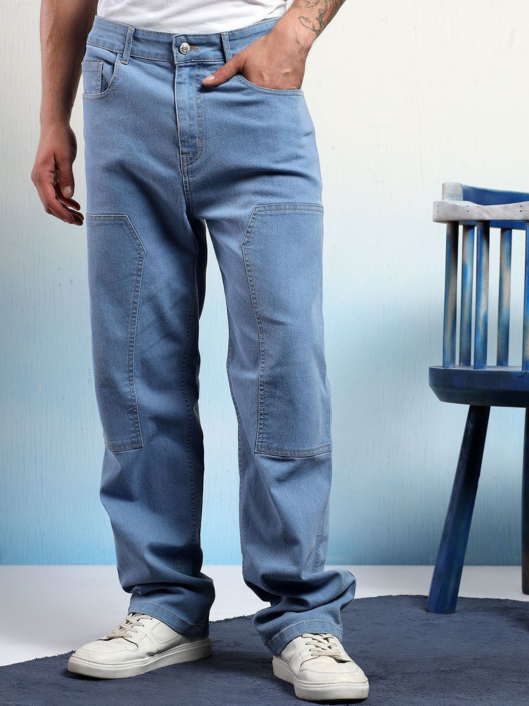 Kotty Men Low-Rise Wrinkle Free Pleated Cargos Trousers-image-19