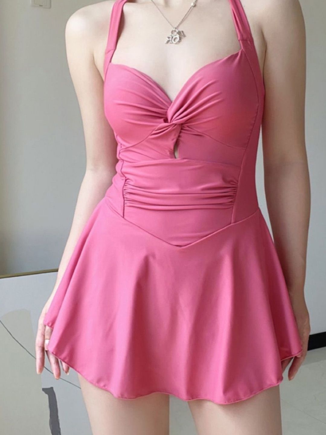 DressBerry Shoulder Strap Neck Swim Dress-image-16