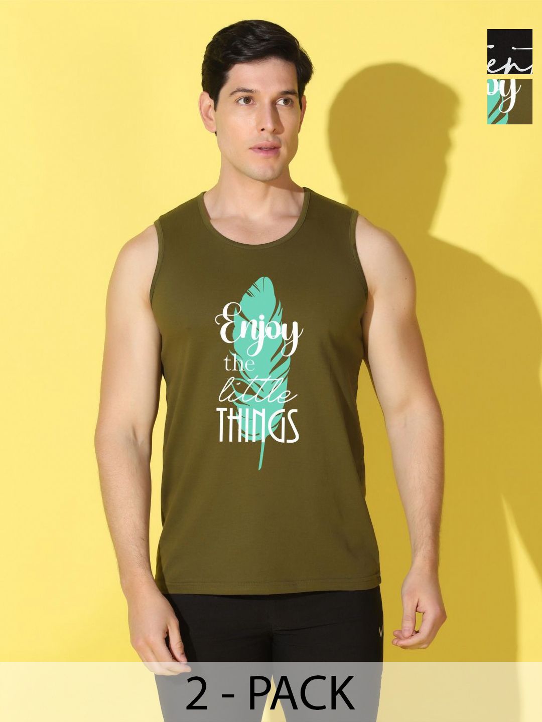 WOOSTRO Men Pack of 2 Typography Printed Round Neck Slim Fit Printed T-shirts-image-2