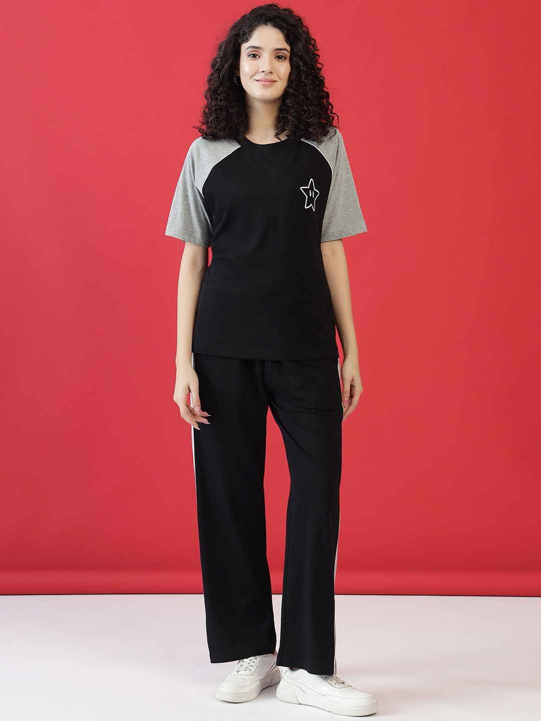 PRRODALITY Color-Block T-Shirt With Trousers Co-Ords-picture-26