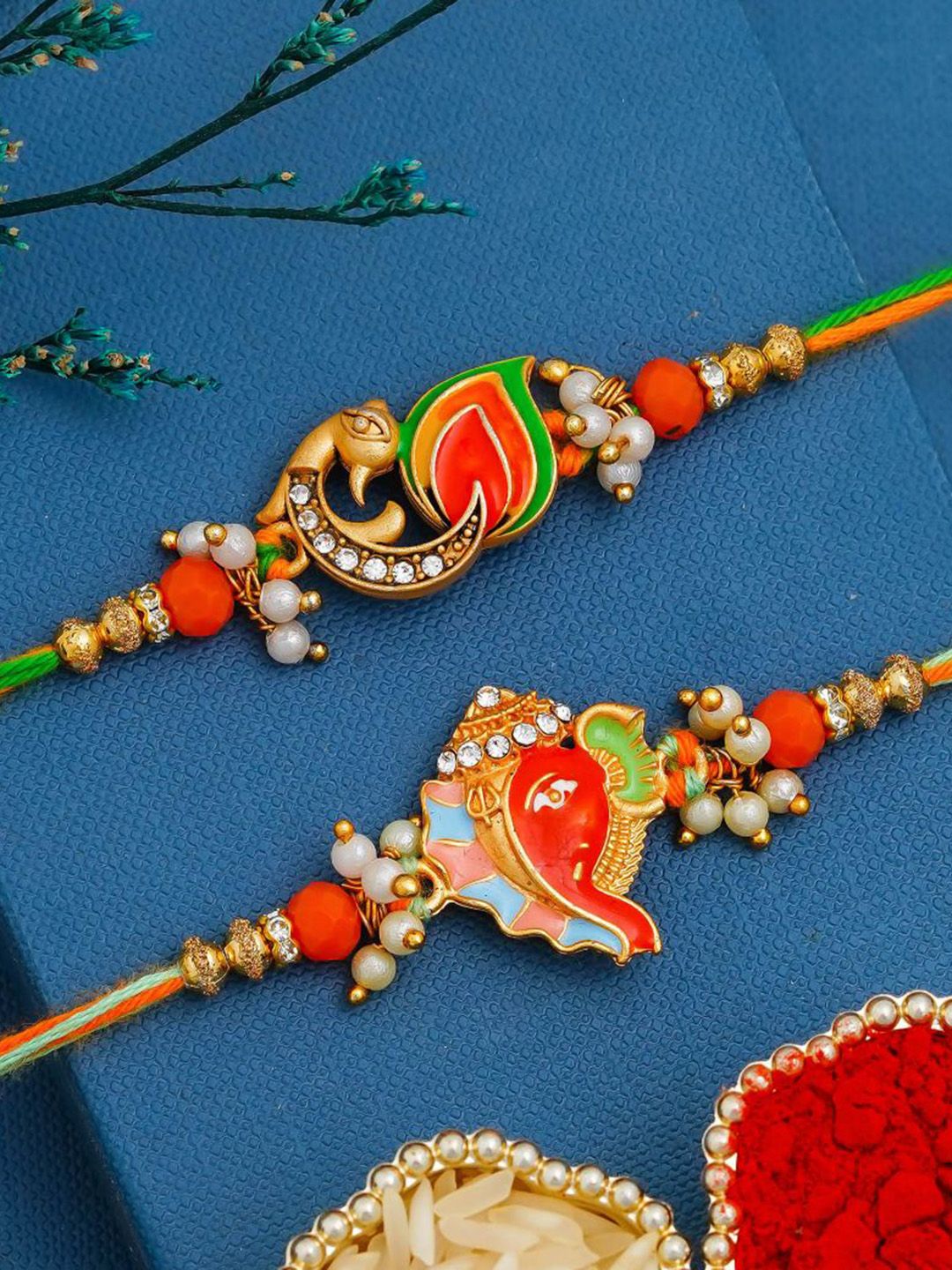 eCraftIndia Set of 2 Ganesha Thread Brother Rakhi-picture-58
