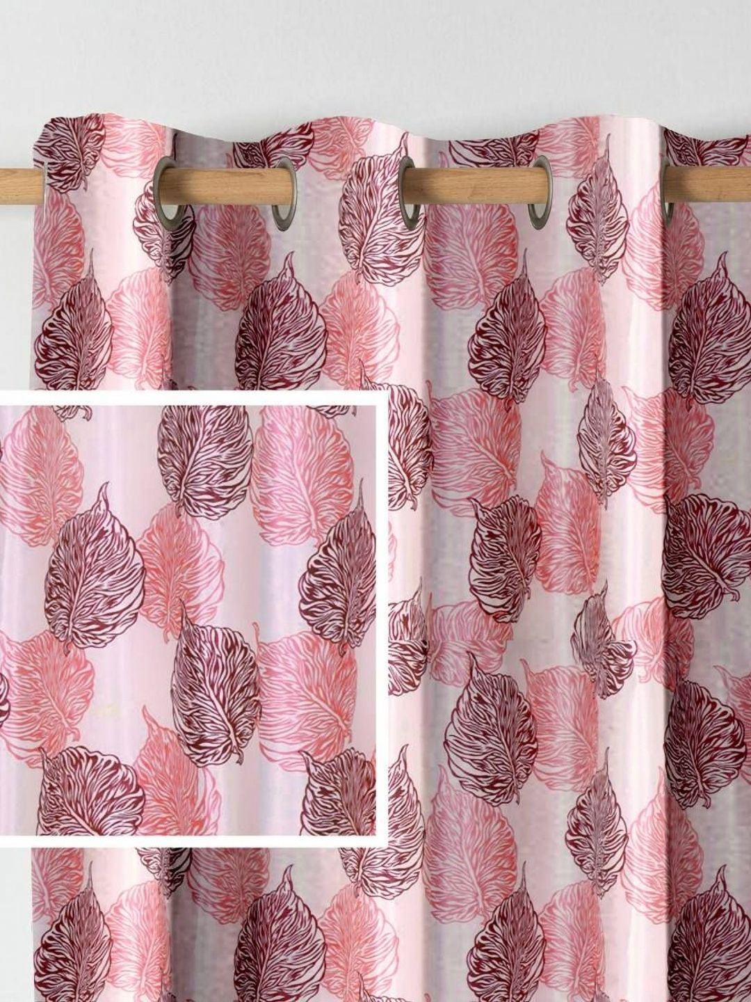 Aura Maroon & Pink 2 Pieces Light Blocking Long Door Curtains-picture-42