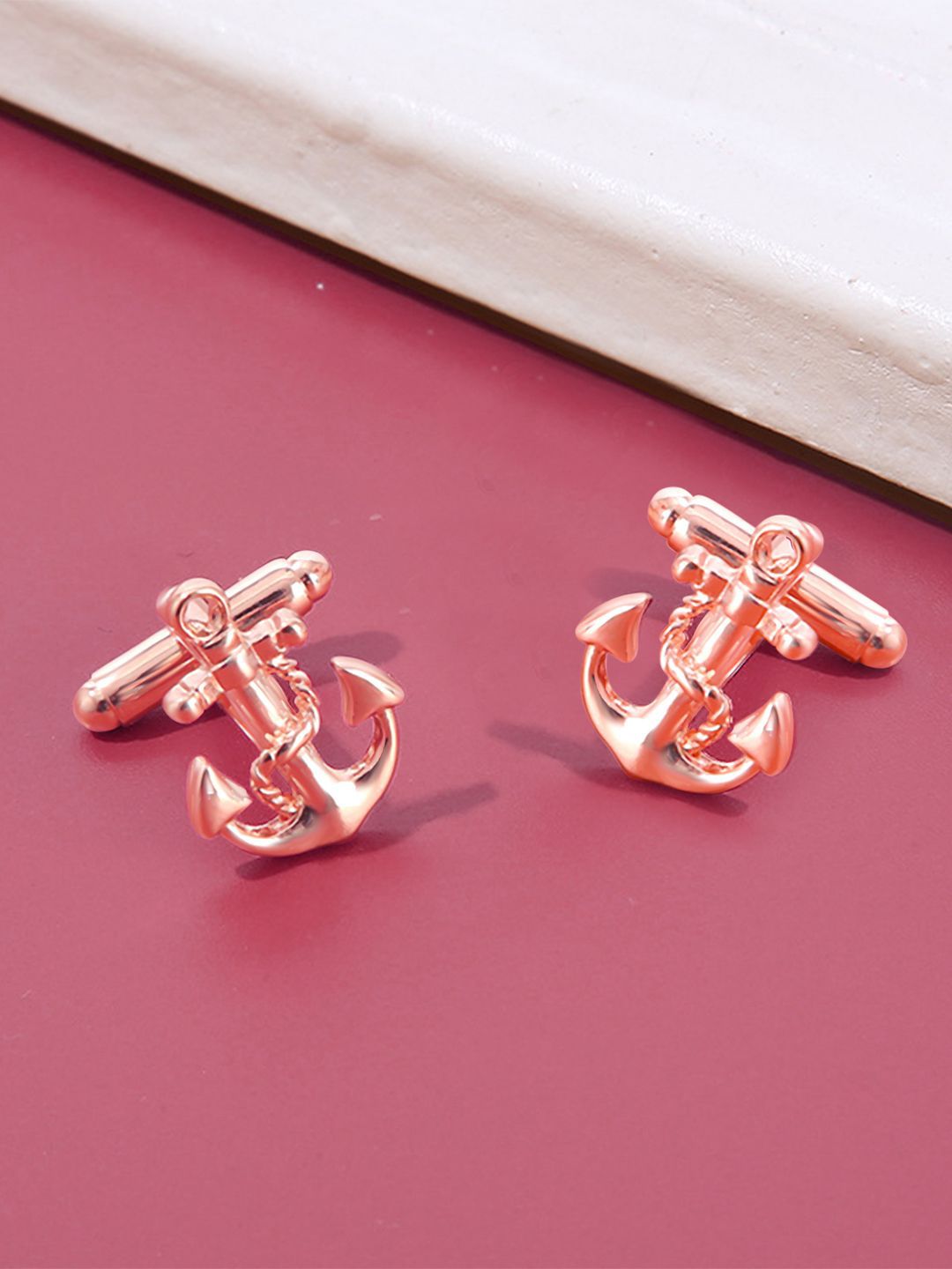 Peora Men Rose Gold-Plated Contemporary Cufflink-picture-18
