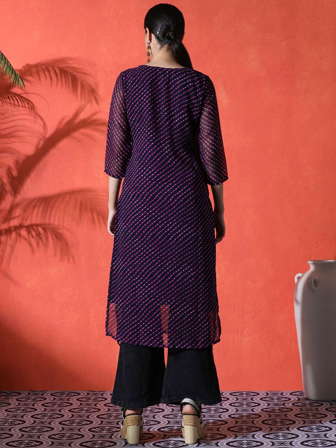 Leheriya Georgette Frock Kurti