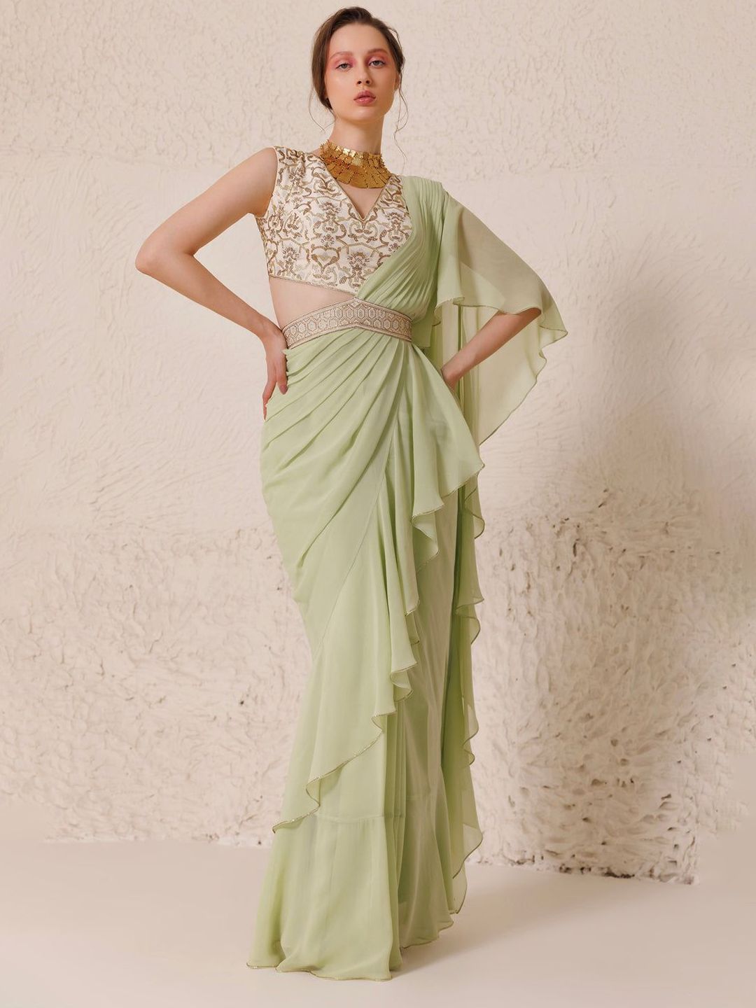 Chhaya Mehrotra Pure Georgette Ready to Wear Banarasi Saree-picture-26