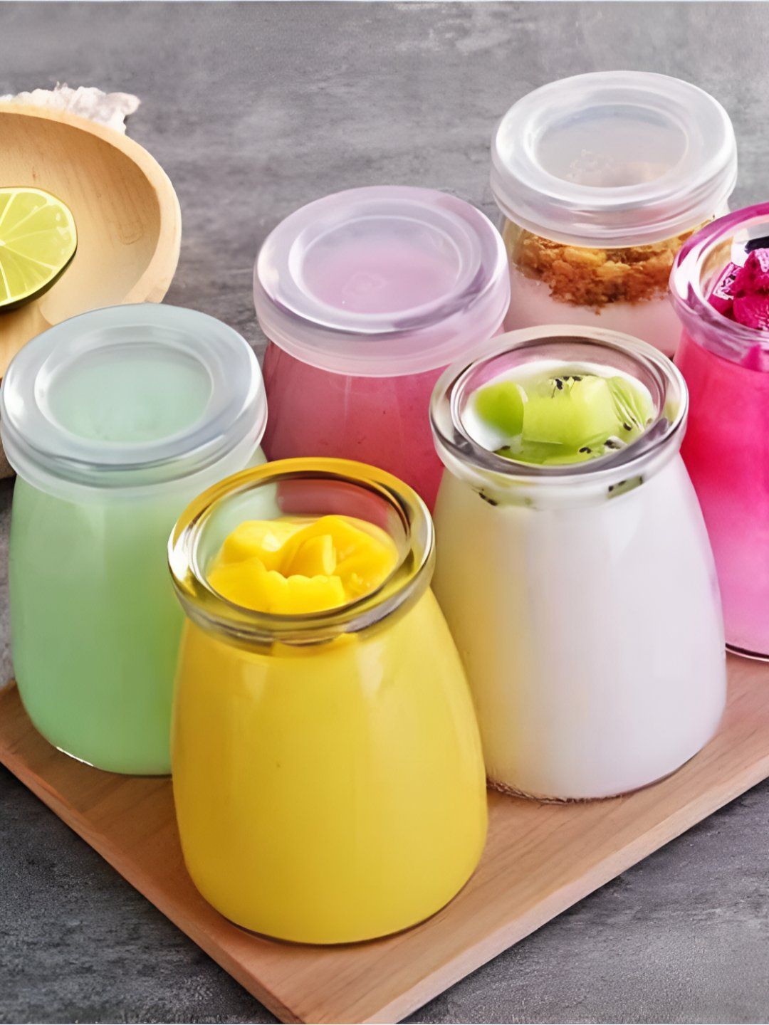 Tyche Enterprises Transparent Glass Dishwasher Safe 6 Piece Clip-On Canister-150ml-picture-58