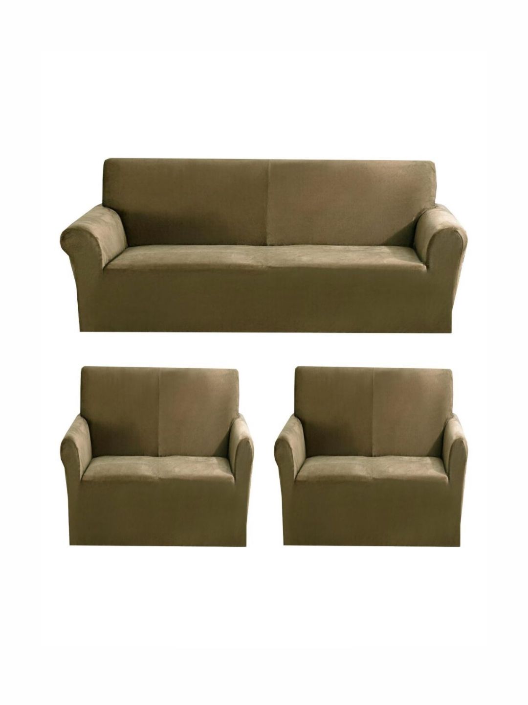 GIFTS ISLAND Gold-Toned Solid Polyester 3 Piece Sofa Cover With Arms-picture-24
