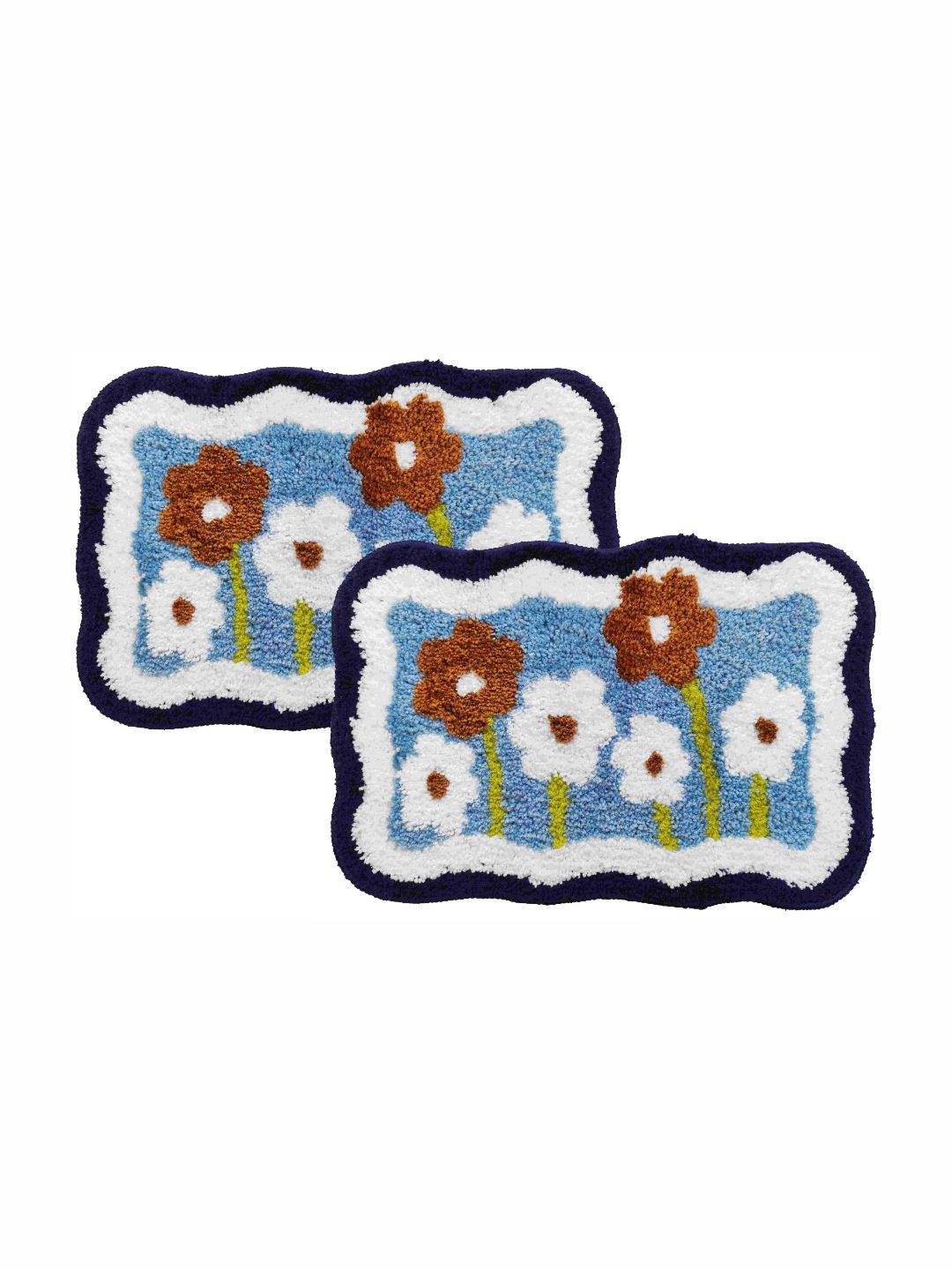 ELEGANT WEAVERS 2-Pcs Blue & White Textured Anti-Skid Bath Rug-image-25