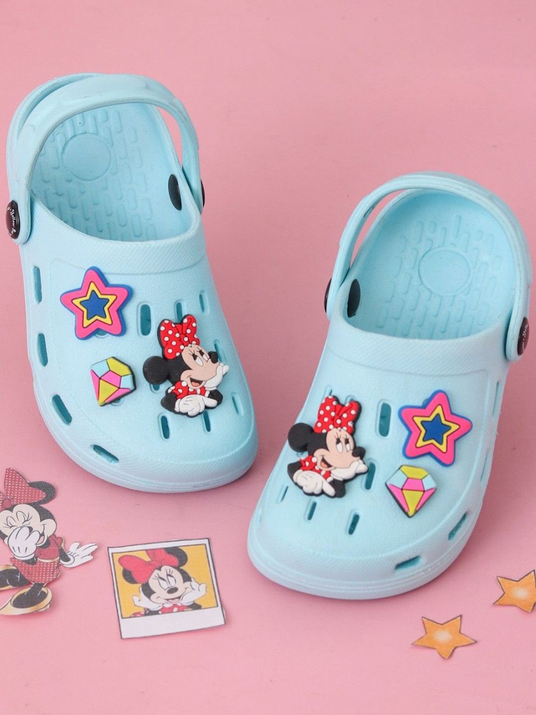 Disney By Yellow Bee Girls Minnie Mouse Clogs With Star & Gem Charms-picture-22