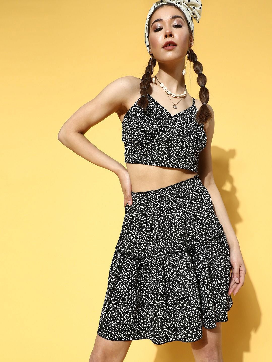 Berrylush Floral Printed Top & Flared Skirt Co-Ord Set-picture-37