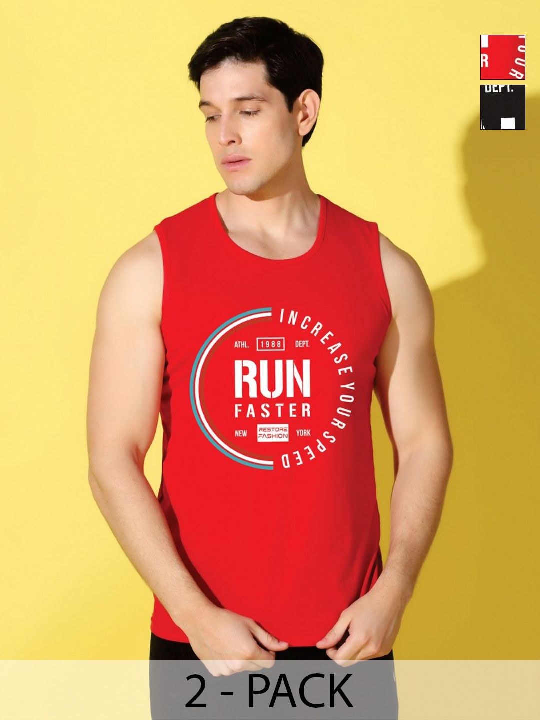 WOOSTRO Men Pack Of 2 Typography Sleeveless Printed Slim Fit T-shirt-image-38