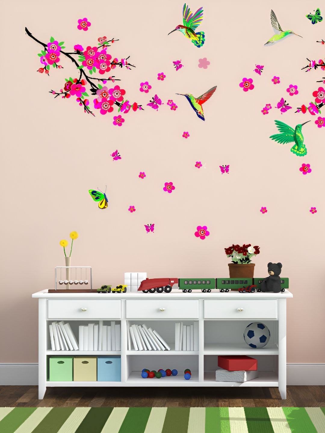 LANSTICK Pink & Black Printed Splash Proof Wallpaper-image-30