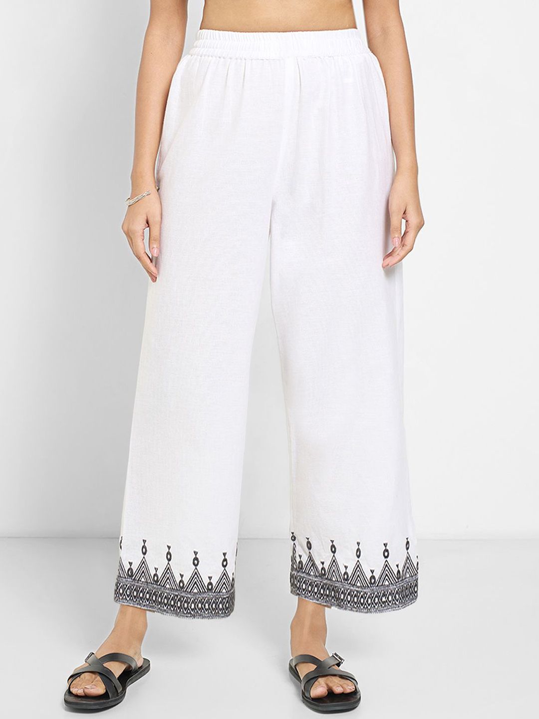 RANGMANCH BY PANTALOONS Women Embroidered Regular Fit Trousers-picture-16