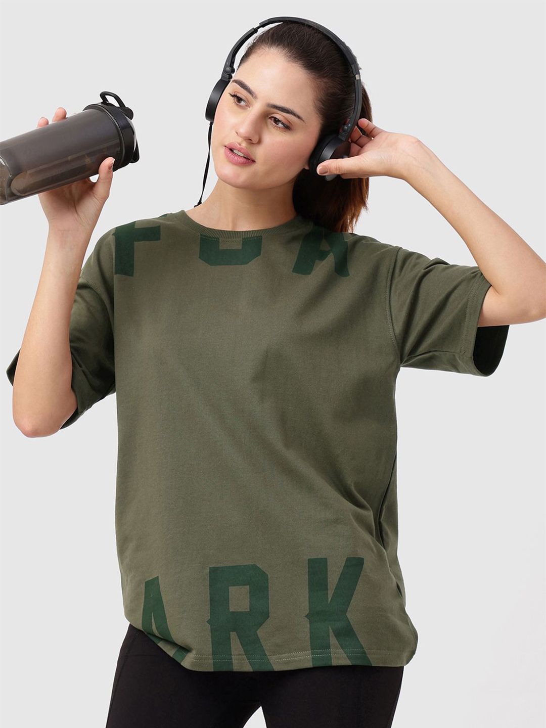 FUAARK Women Typography Printed Oversized Fit Anti Odour Cotton T-shirt-picture-21