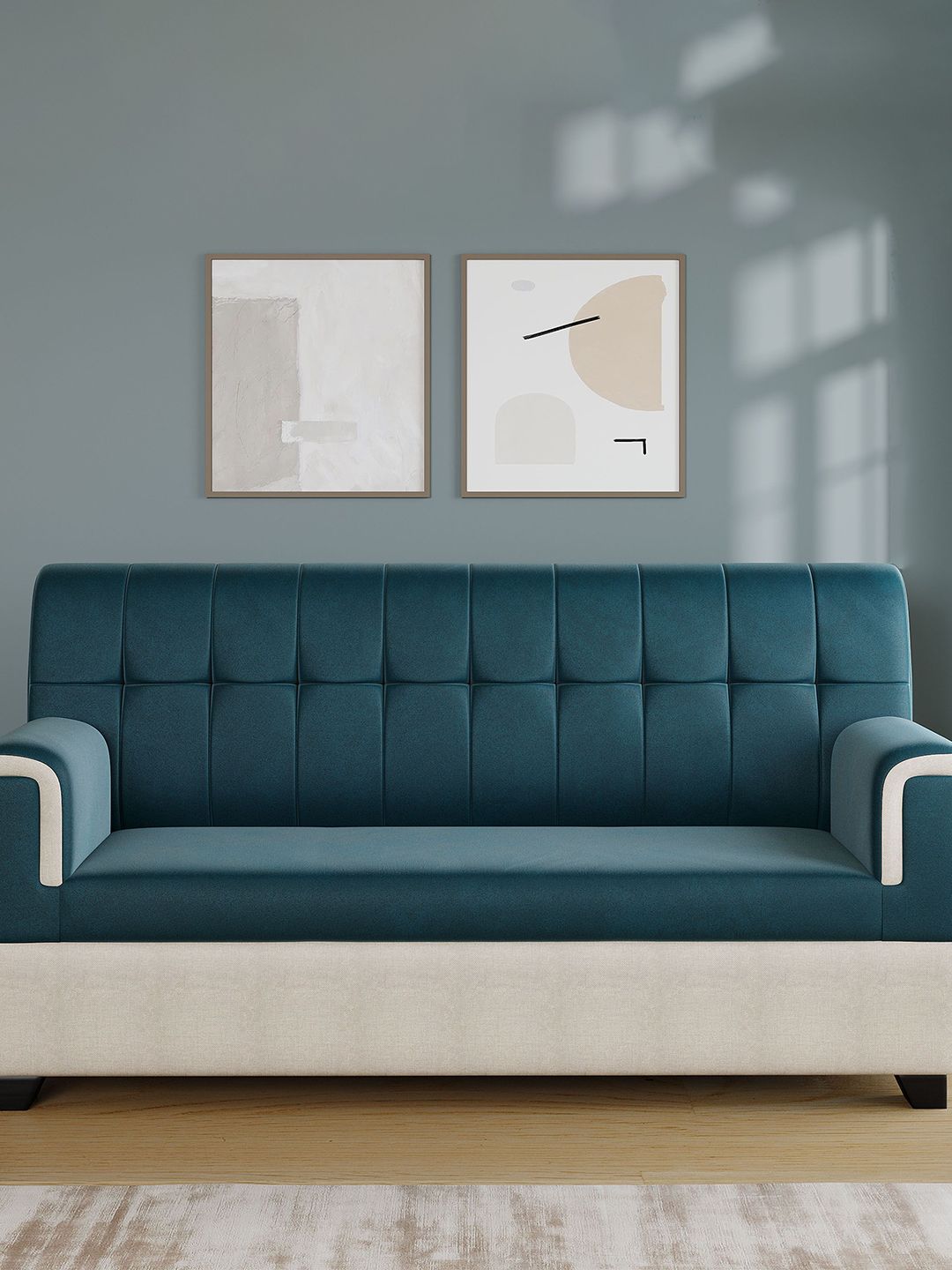 Alliewood Teal Sheesham Wood Sofa