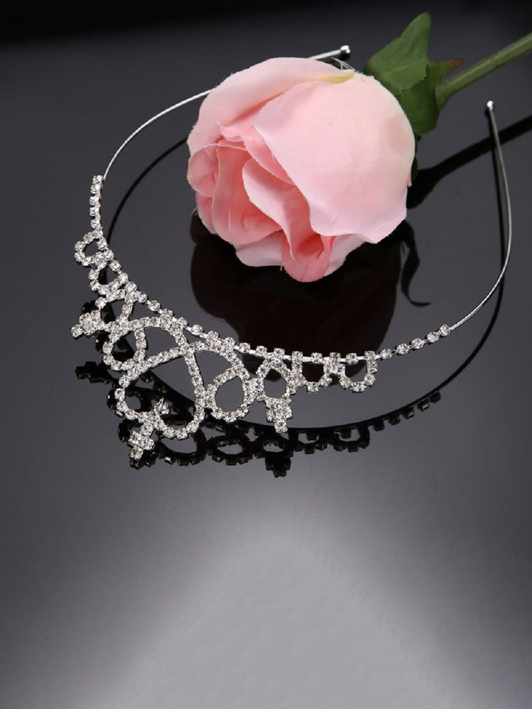 Ziory Girls Silver Plated Floral Design Hairband Tiara-image-30