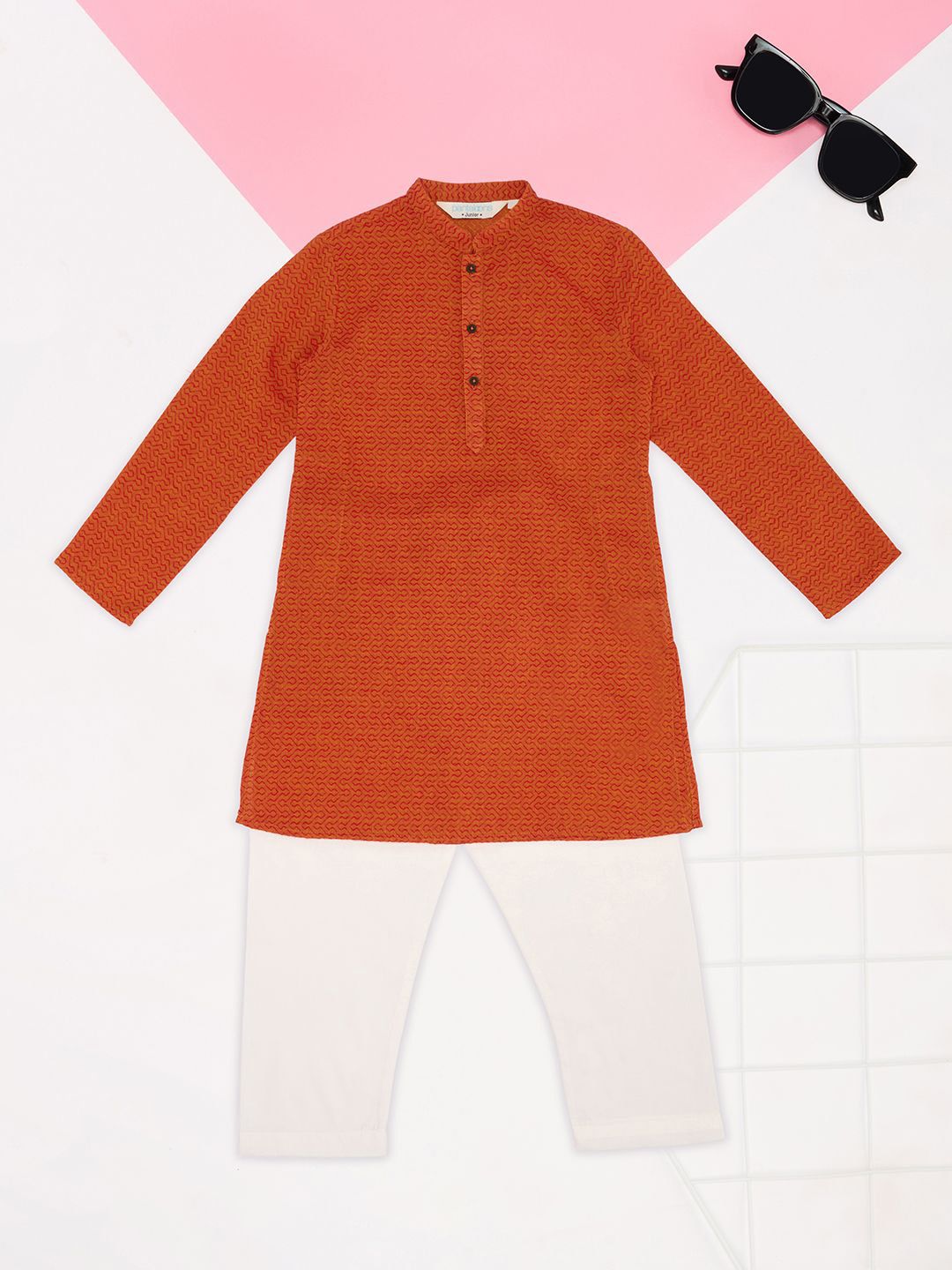 indus route by Pantaloons Boys Regular Pure Cotton Kurta with Trousers
