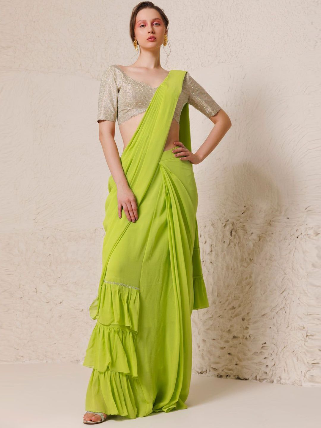 Chhaya Mehrotra Pure Georgette Ready to Wear Banarasi Saree-image-22