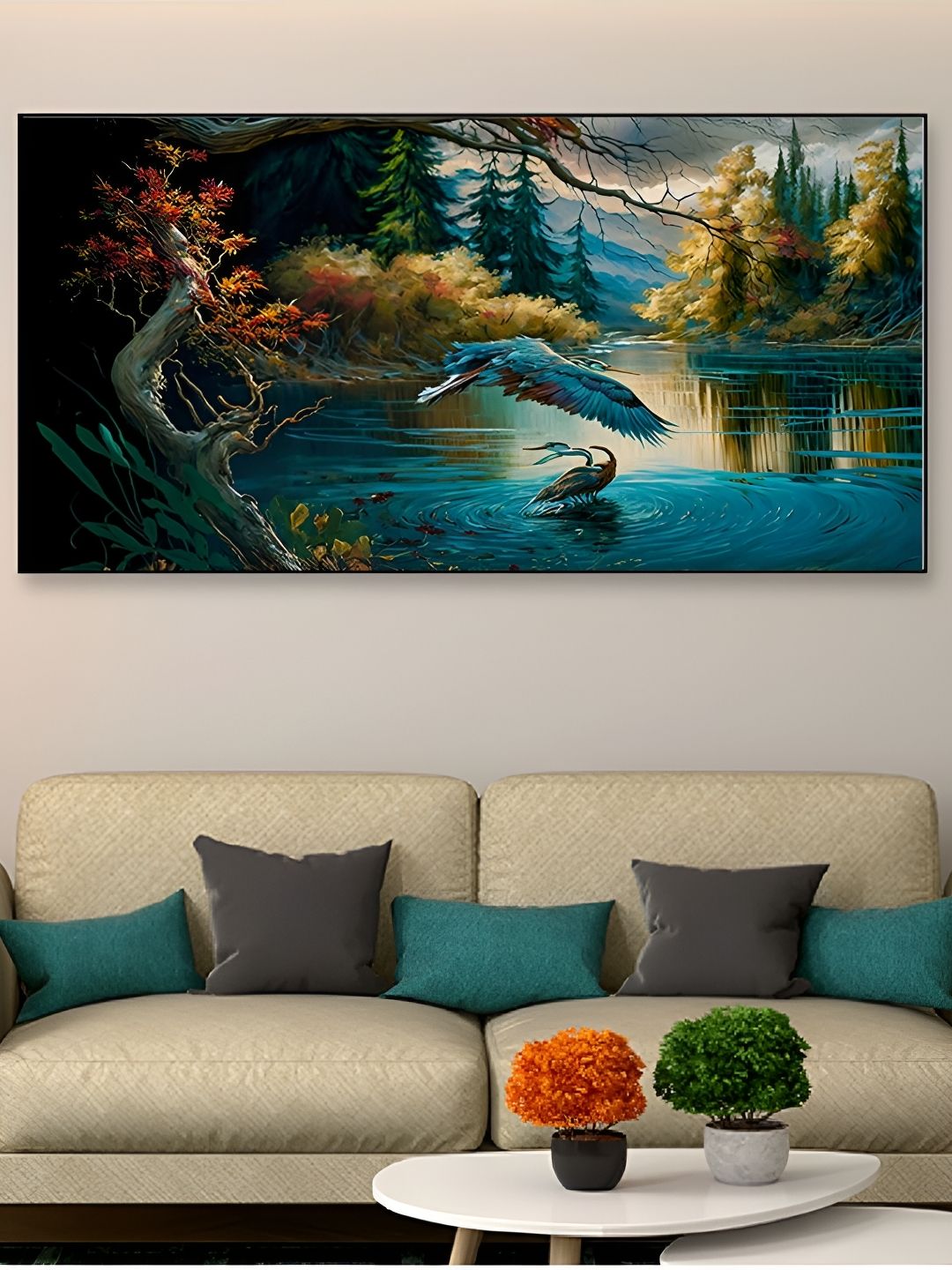 DEKORSTATION Blue & Yellow Printed Canvas Wall Art-picture-14