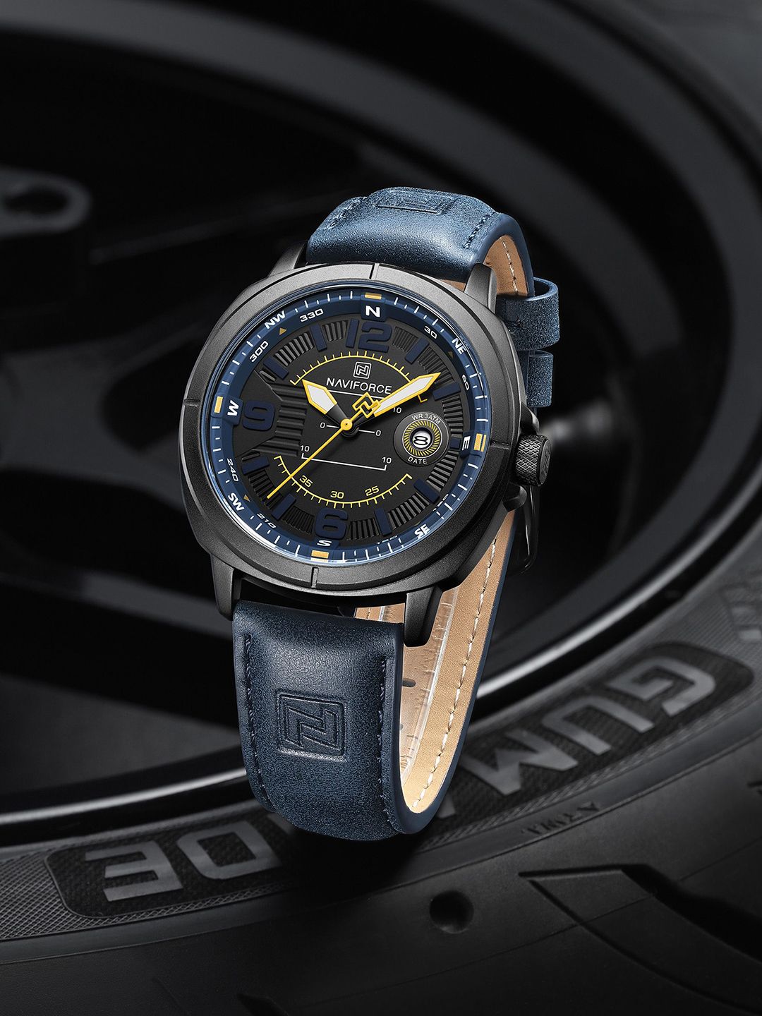 Naviforce Men Embellished Dial & Leather Textured Straps Analogue Watch NF8078_B BE BE-picture-41