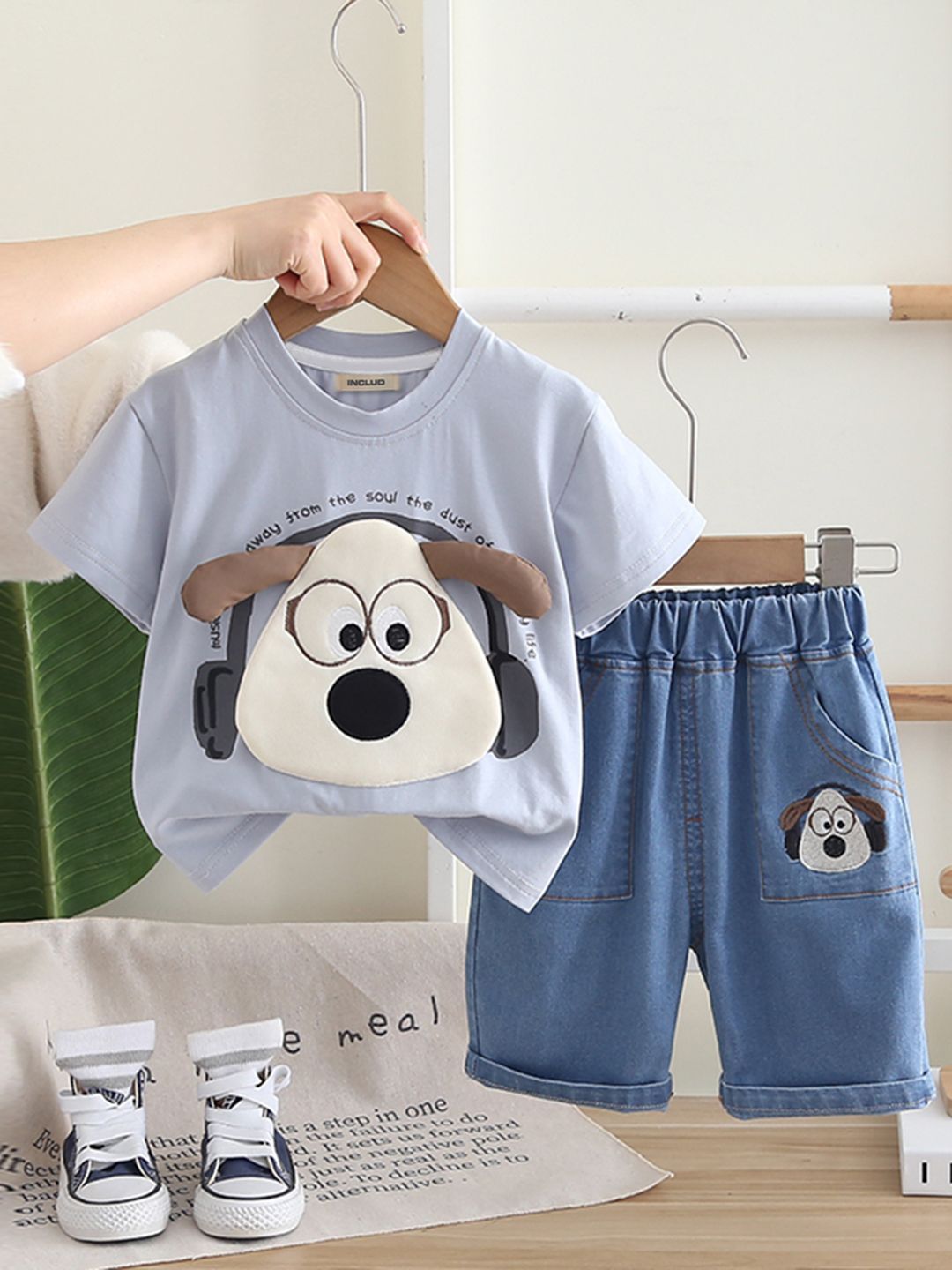 INCLUD Boys Cartoon Characters Embroidered T-shirt with Shorts