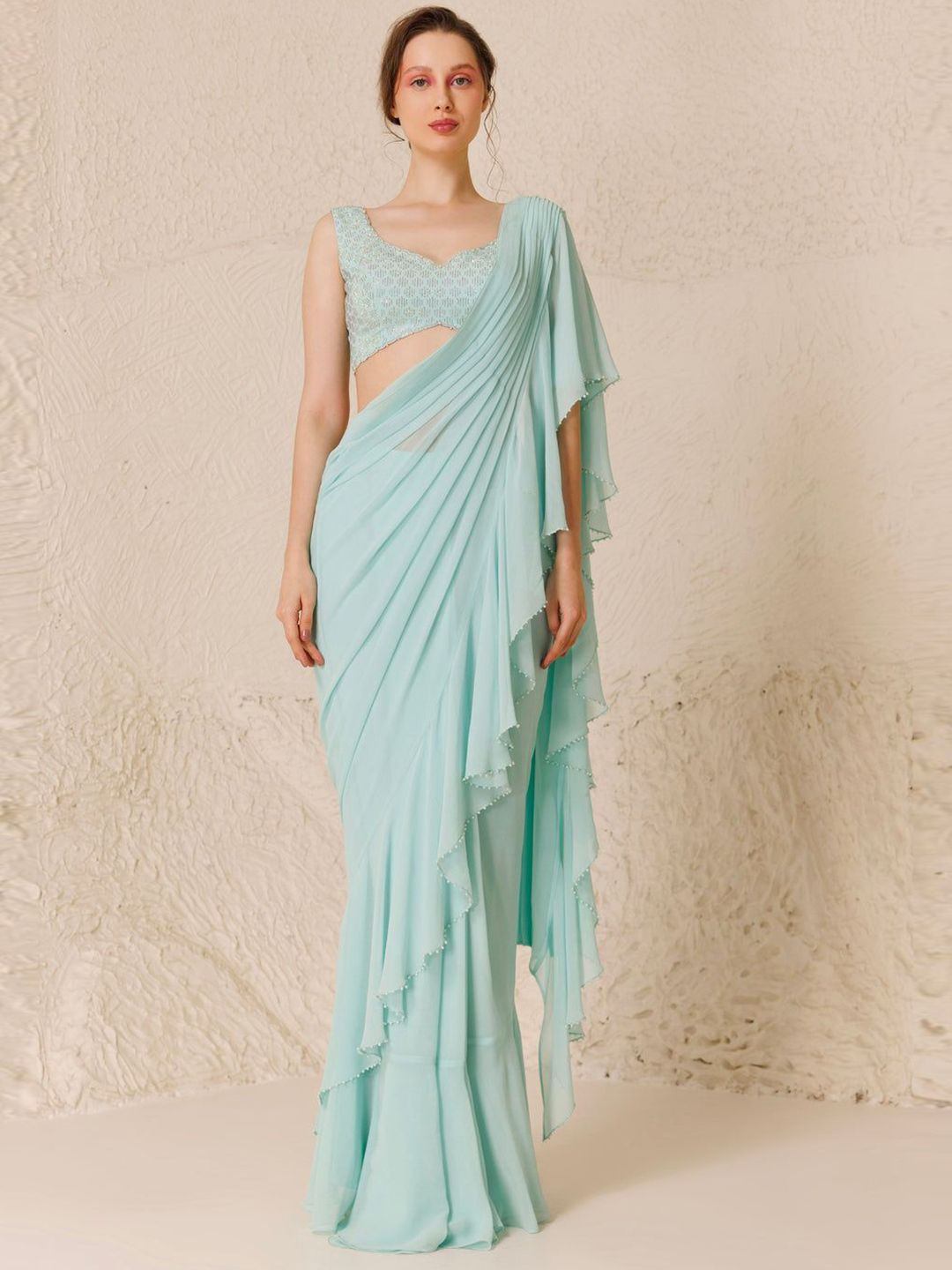 Chhaya Mehrotra Pure Georgette Ready to Wear Banarasi Saree-image-18