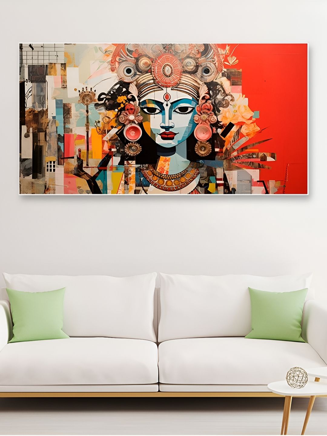 DEKORSTATION Orange & Blue Religious Printed Canvas Wall Art-picture-32