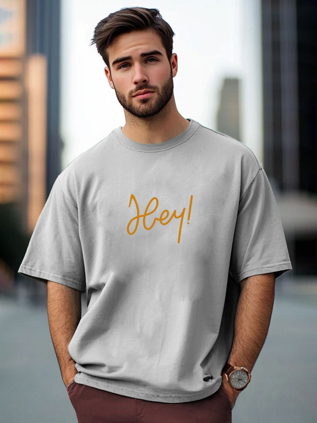 Genzy Men Printed Drop-Shoulder Sleeves T-shirt-picture-32