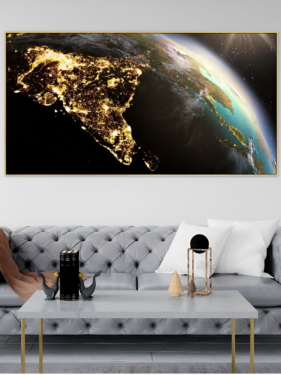 DEKORSTATION Yellow & Green Earth Printed Canvas Wall Art-picture-40