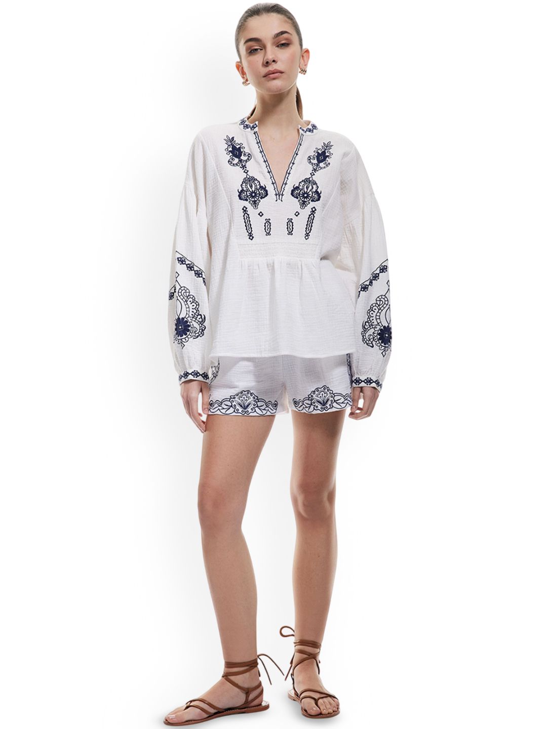 Koton Women Floral Printed High-Rise Cotton Shorts-picture-39