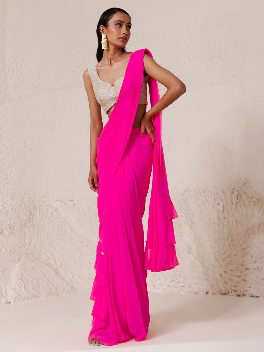 Chhaya Mehrotra Solid Pure Georgette Saree-picture-36