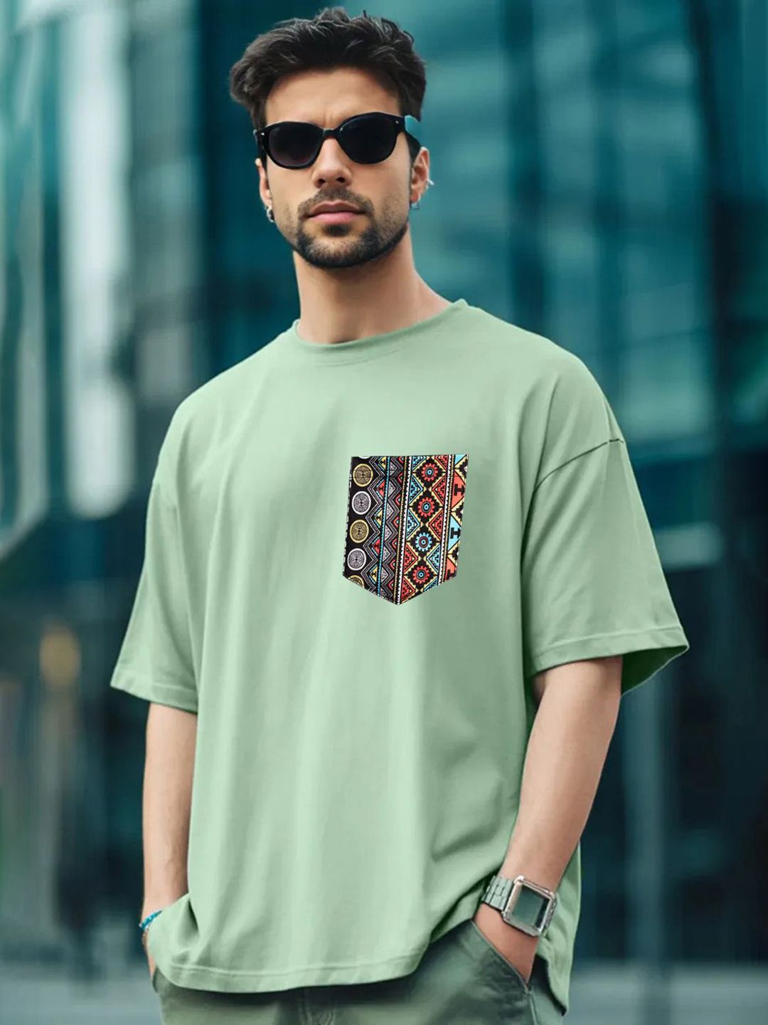 Genzy Men Solid Pockets Drop-Shoulder Sleeves T-shirt-picture-43