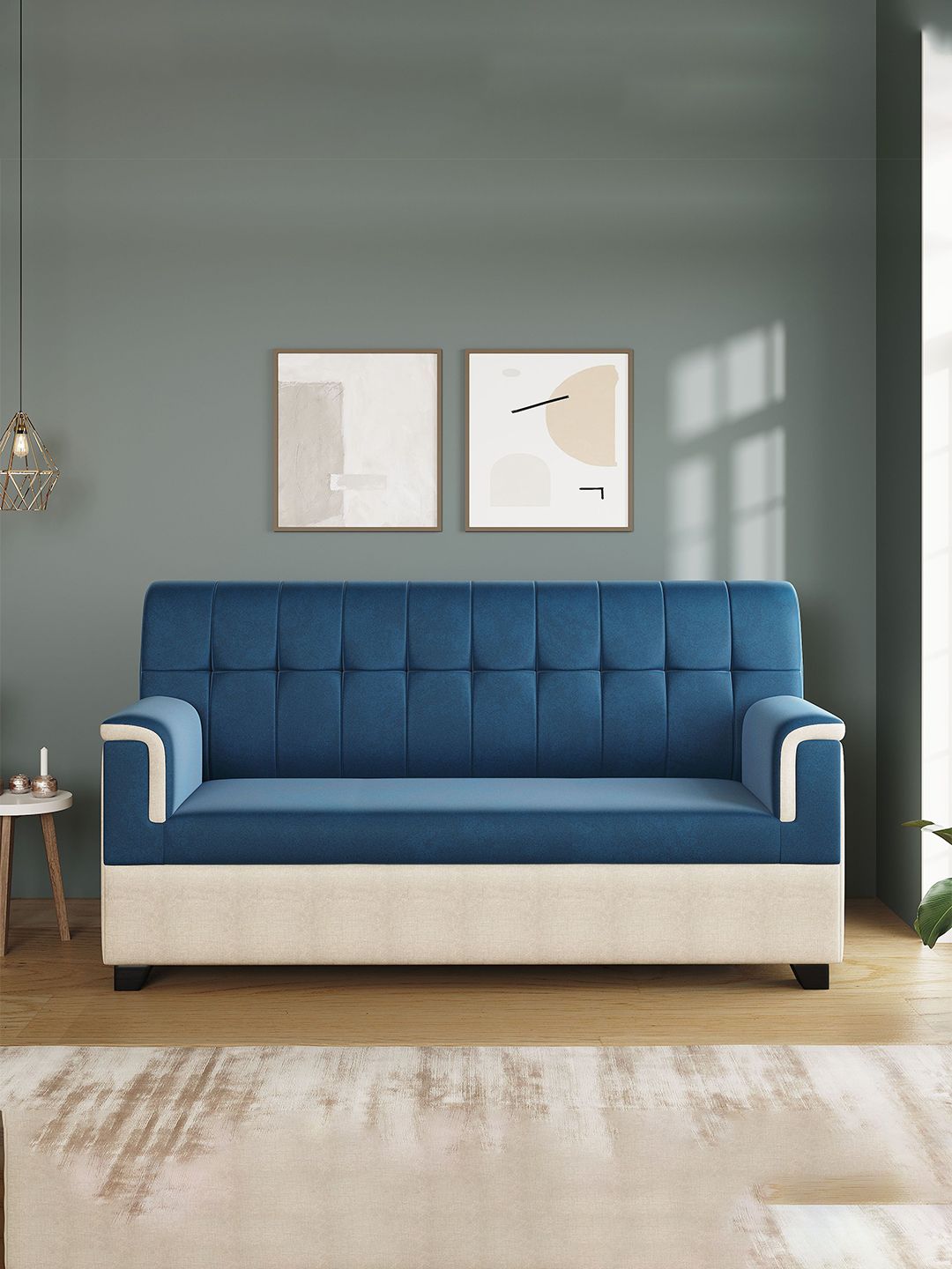 Alliewood Blue & White 3 Seater Sofa