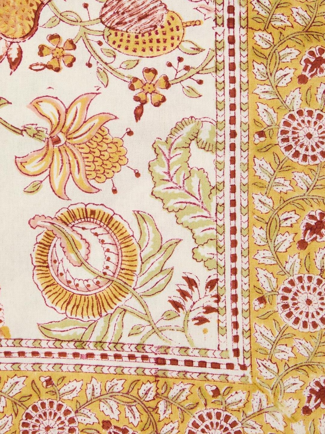 Fabindia White Floral Cotton Printed 4-Seater Table Cover-picture-11