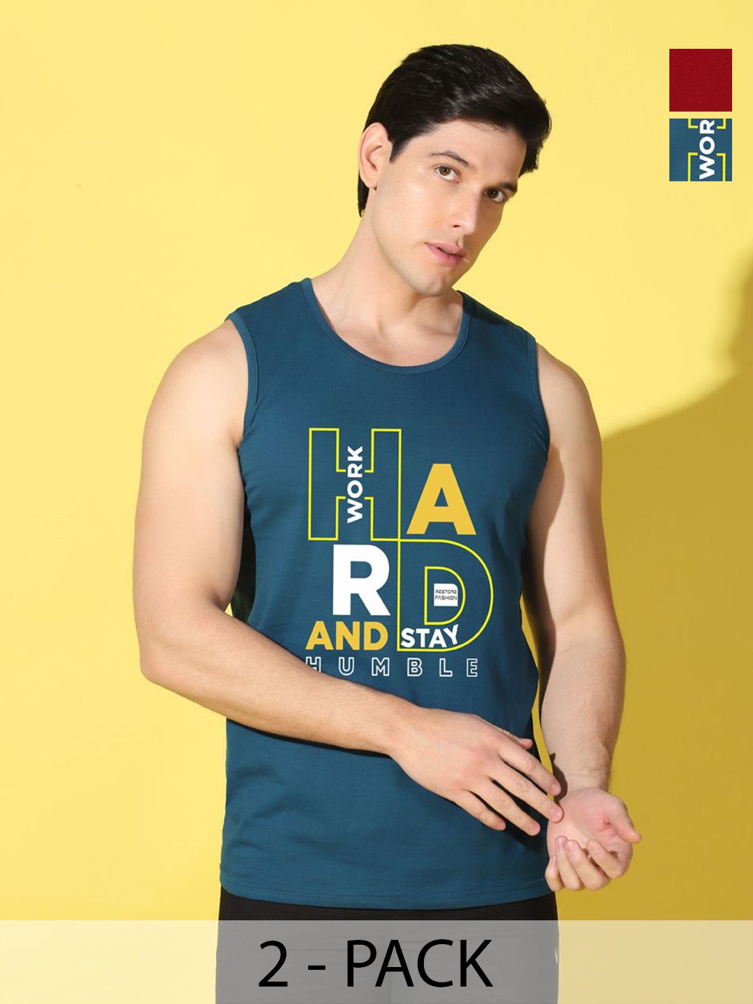 WOOSTRO Men Pack Of 2 Typography Printed Slim Fit T-shirt-picture-34