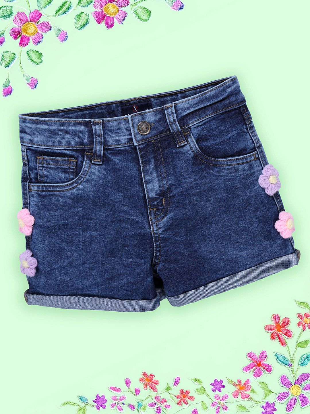 KiddoPanti Girls Denim Denim Shorts