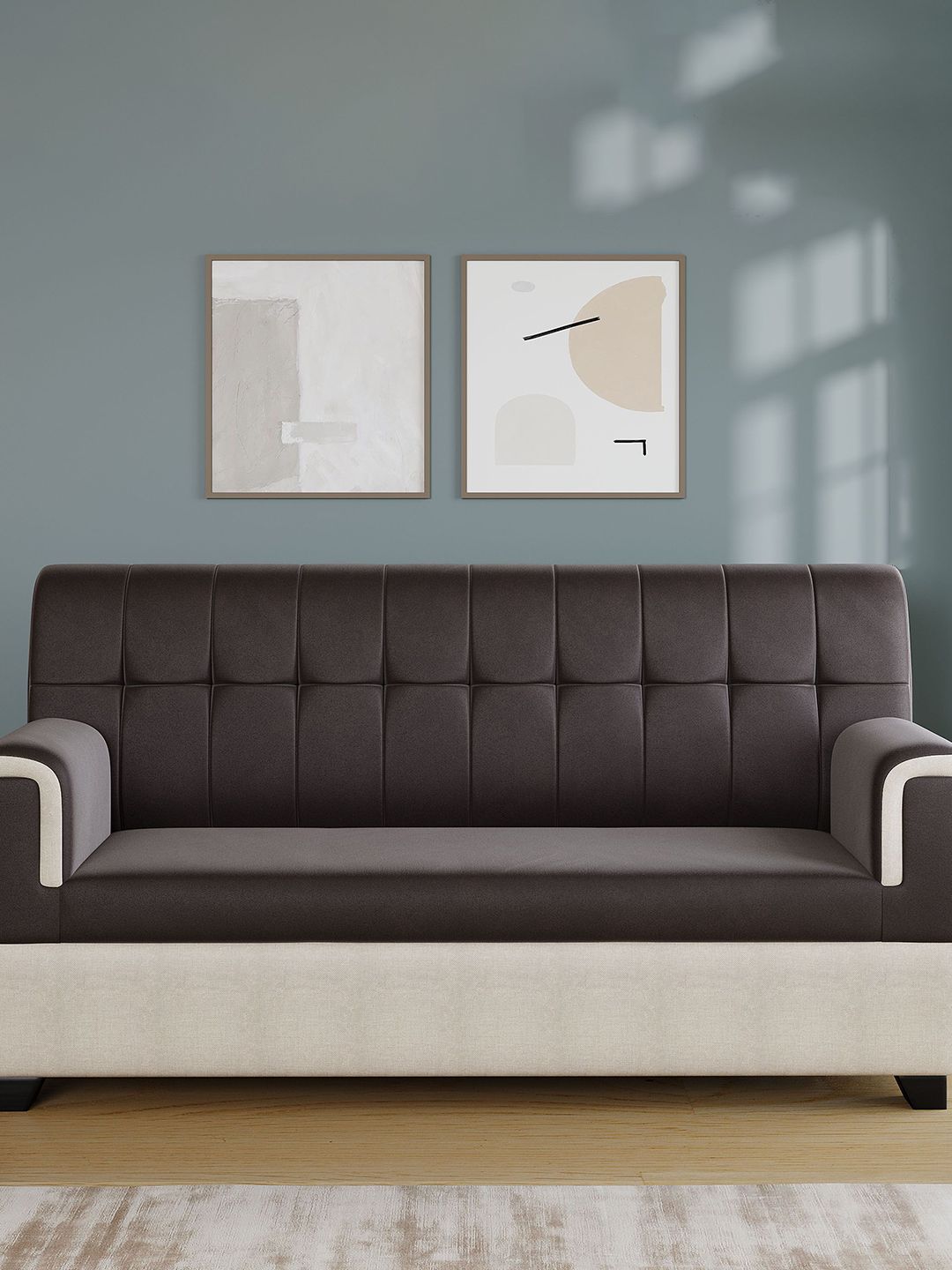 Alliewood Brown & Beige 3 Seater Sofa