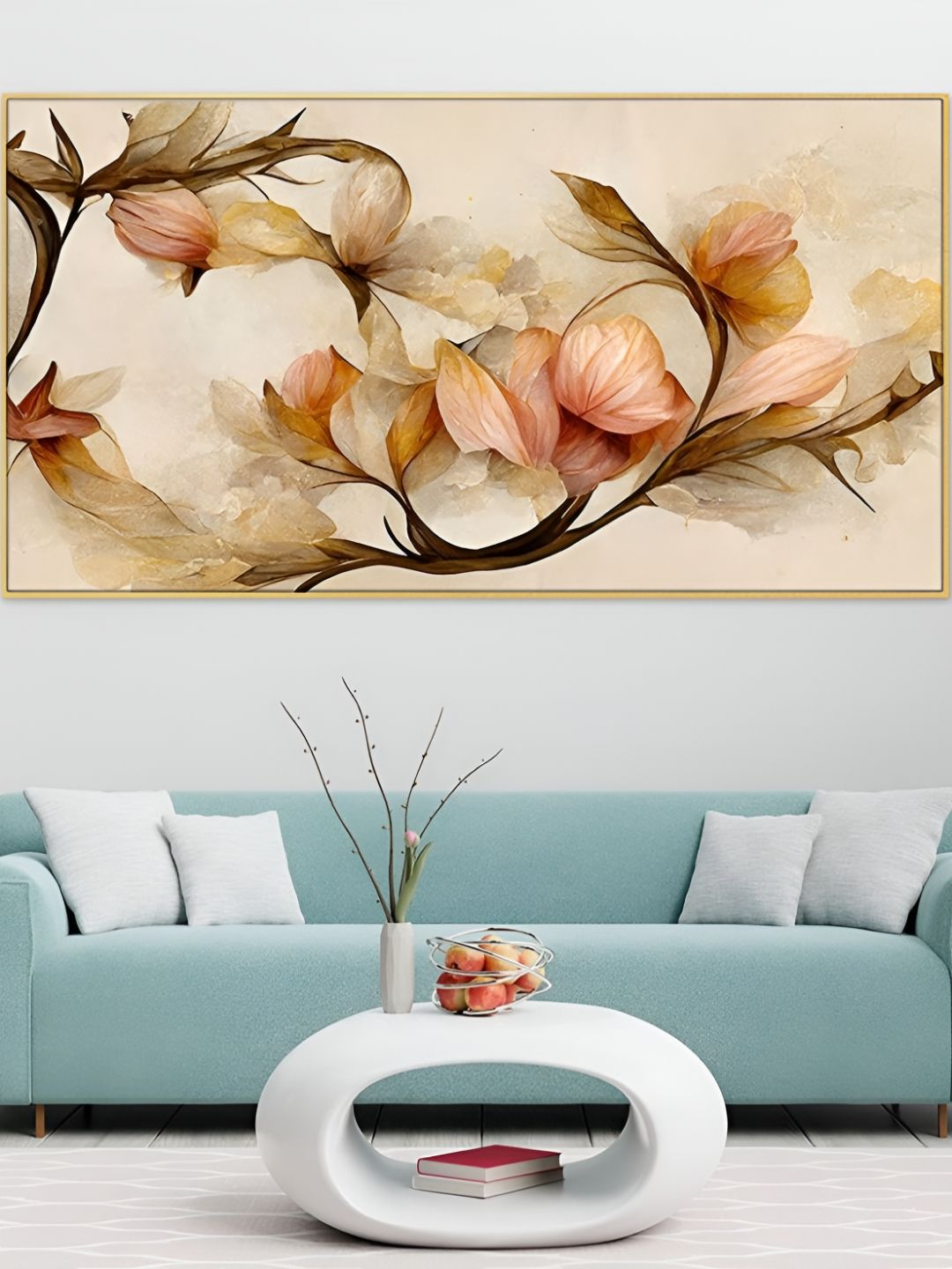 DEKORSTATION Beige & Pink Floral Printed Canvas Wall Art-picture-11