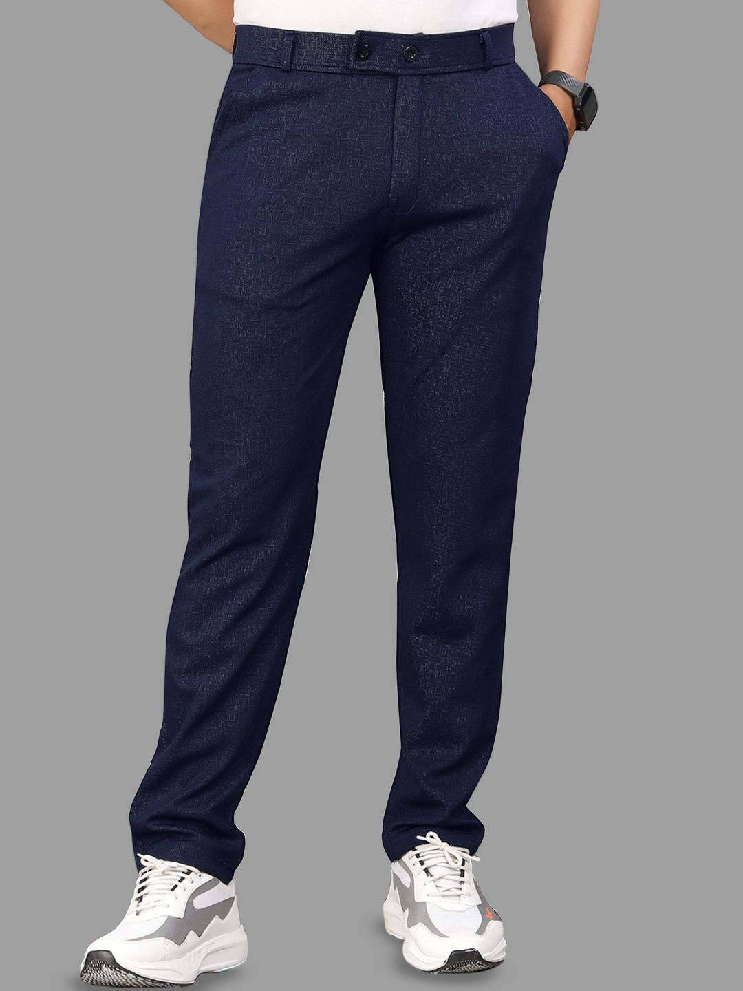 Moda Rapido Men Solid Tailored Regular Fit Formal Trousers-picture-32