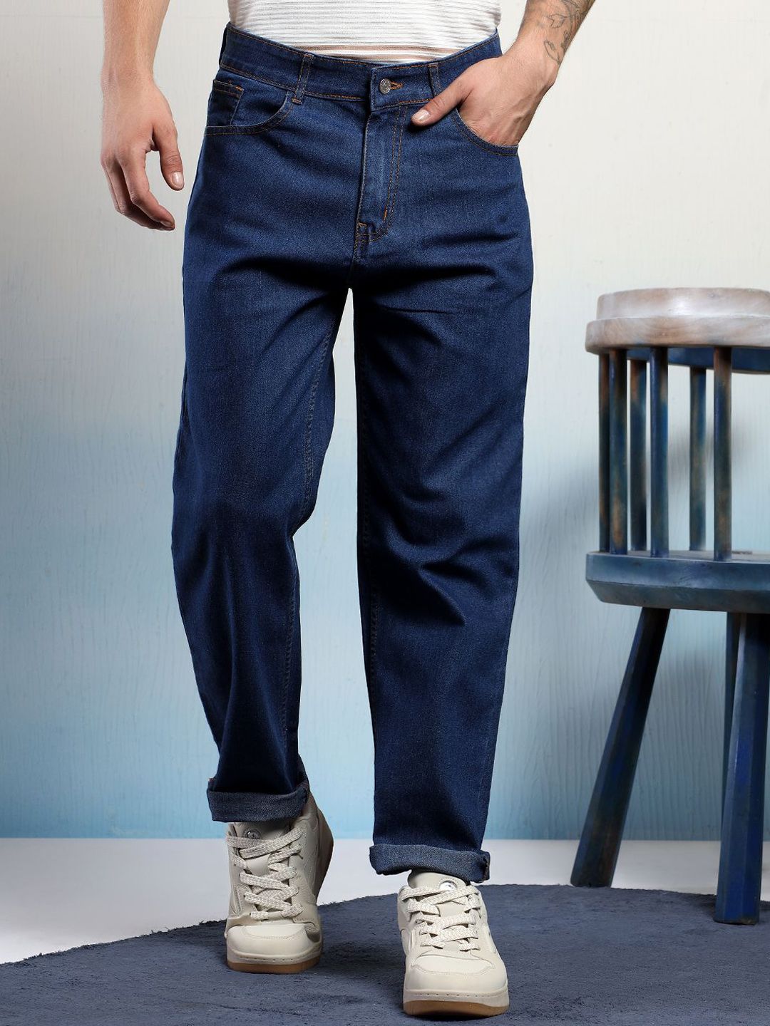 Kotty Men Straight Fit Low-Rise Stretchable Jeans-image-7